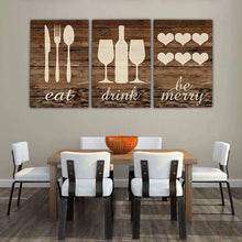 Load image into Gallery viewer, Eat Drink Be Merry Kitchen Canvas Art Set