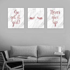 GO, GET IT, GIRL! NEVER GIVE UP Canvas Art Set, Family Canvas Art Set