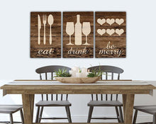 Load image into Gallery viewer, Eat Drink Be Merry Kitchen Canvas Art Set