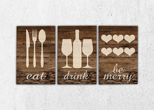 Load image into Gallery viewer, Eat Drink Be Merry Kitchen Canvas Art Set