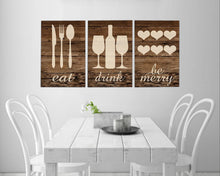 Load image into Gallery viewer, Eat Drink Be Merry Kitchen Canvas Art Set