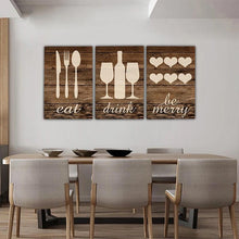 Load image into Gallery viewer, Eat Drink Be Merry Kitchen Canvas Art Set