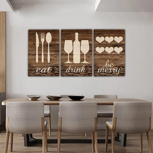 Eat Drink Be Merry Kitchen Canvas Art Set