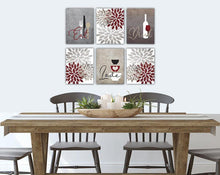 Load image into Gallery viewer, Eat Drink Love Flower Bursts Kitchen Art Canvas Print Set I