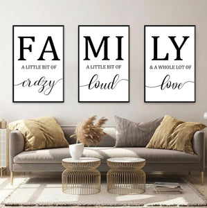 Set of 3 Canvas Prints | Family | Living Room Decor