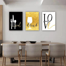 Load image into Gallery viewer, Eat Drink Love Modern Wall Art Set