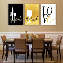 Load image into Gallery viewer, Eat Drink Love Modern Wall Art Set