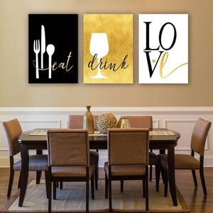 Eat Drink Love Modern Wall Art Set