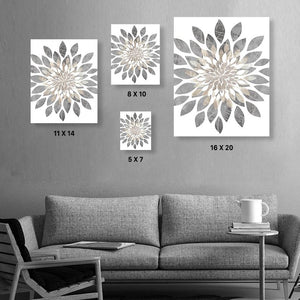 Modern Flower Bursts Wall Art Set