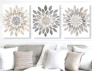 Modern Flower Bursts Wall Art Set