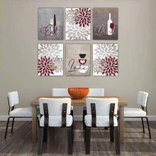 Load image into Gallery viewer, Eat Drink Love Flower Bursts Kitchen Art Canvas Print Set I