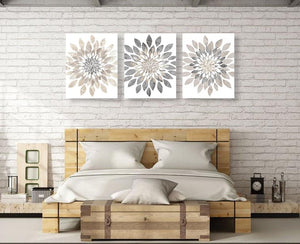 Modern Flower Bursts Wall Art Set