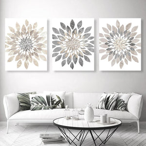 Modern Flower Bursts Wall Art Set