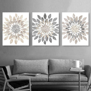 Modern Flower Bursts Wall Art Set