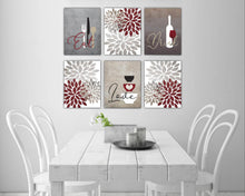 Load image into Gallery viewer, Eat Drink Love Flower Bursts Kitchen Art Canvas Print Set I